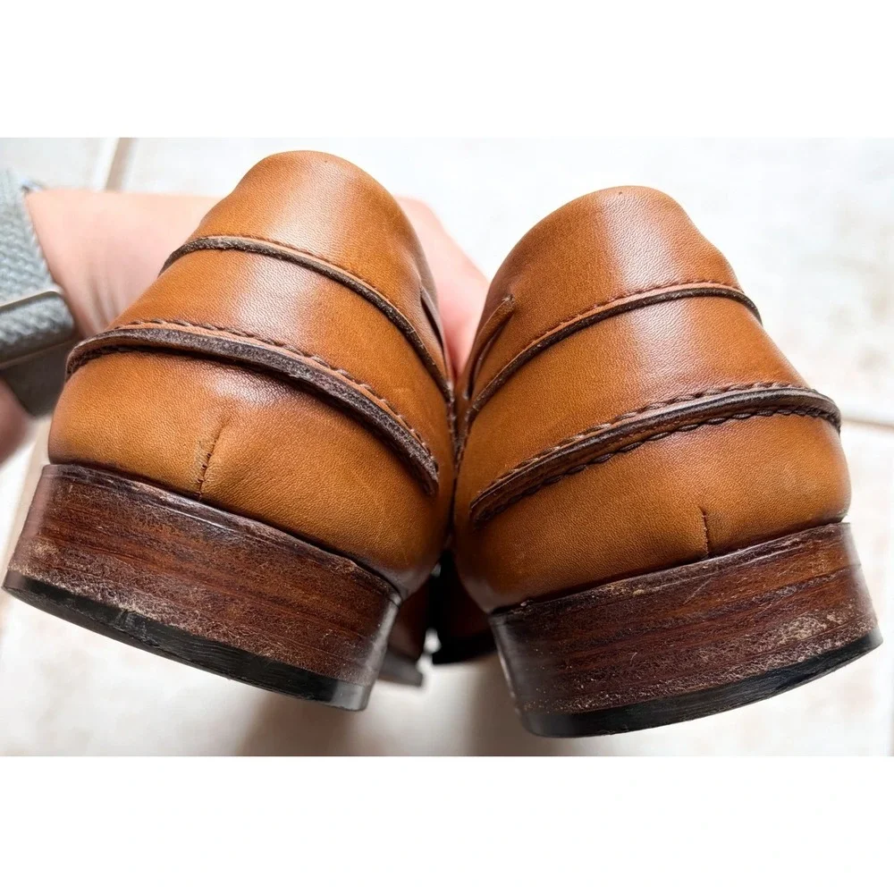 David & Joan Couture Mens Tan Leather Tassel Loafers Size 10.5 Dress Shoes